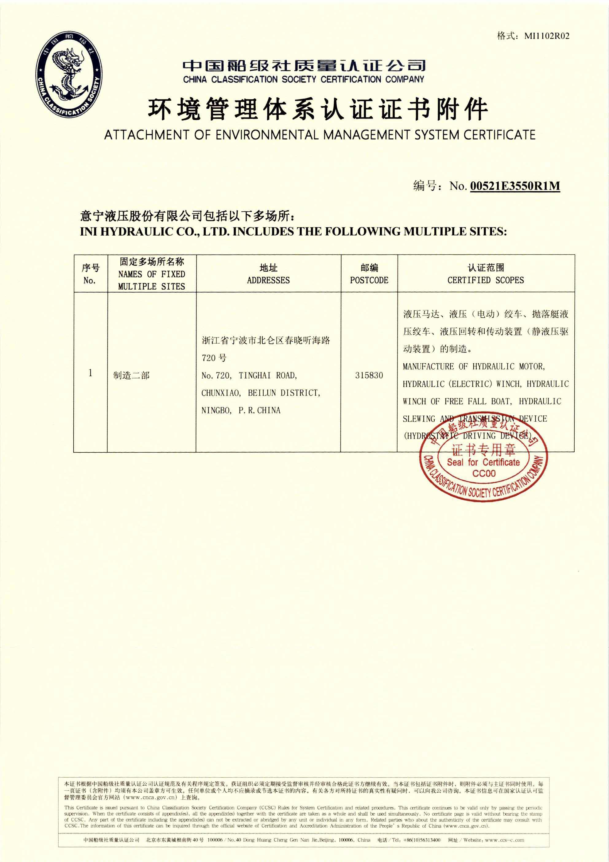 CCS Environmental Management Certificate,2021 P2